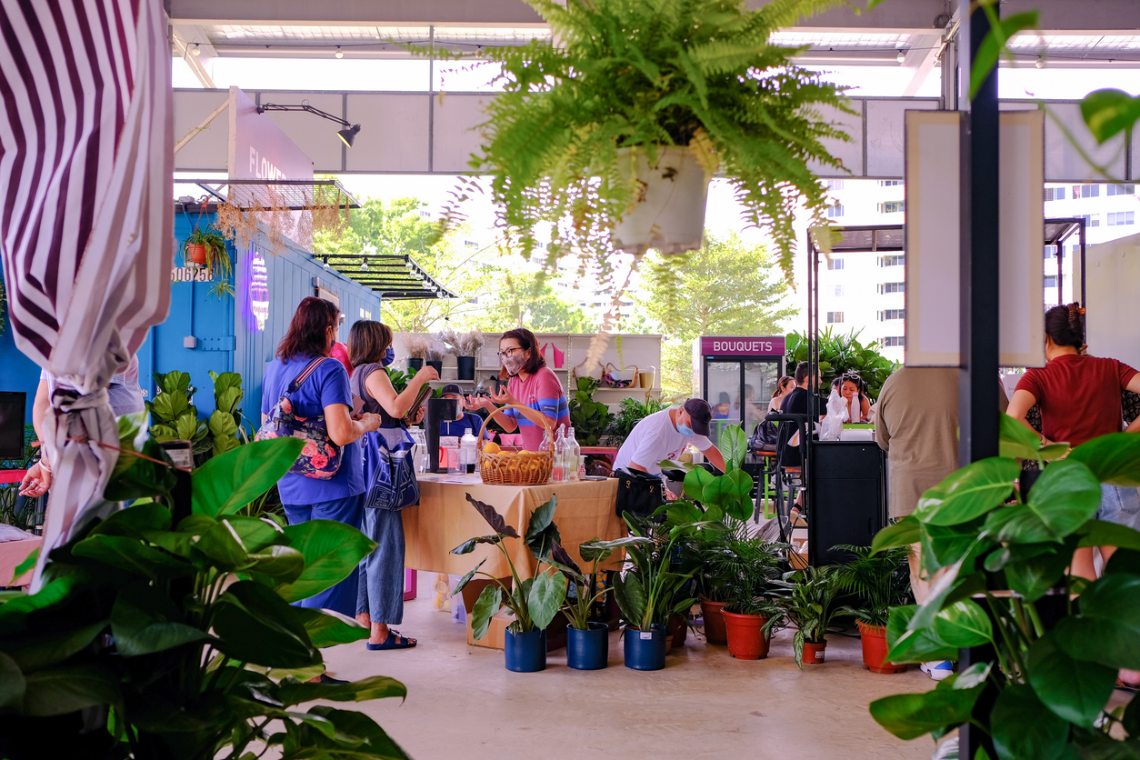 a pop-up market featuring plants