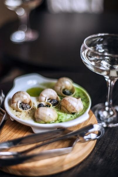Appetizing escargots dish served in a restaurant