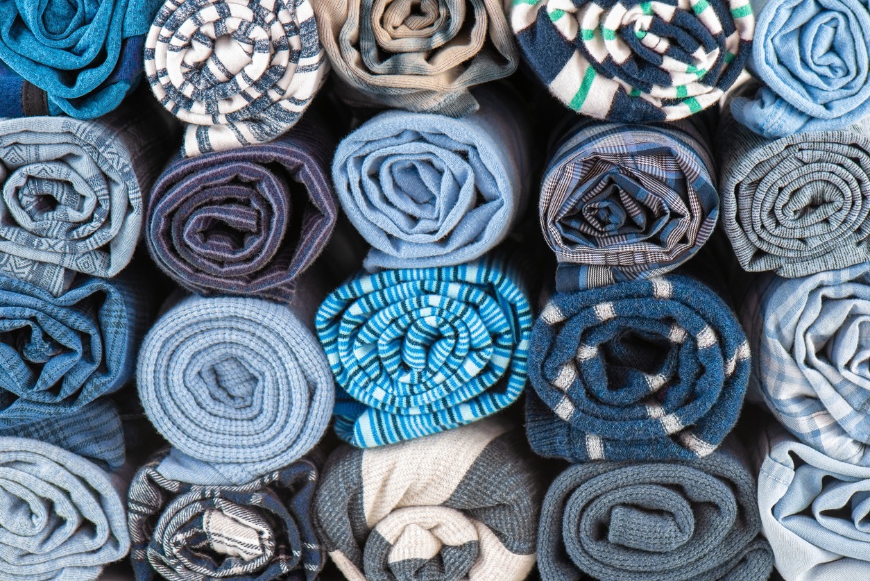 Rolled clothing for travel