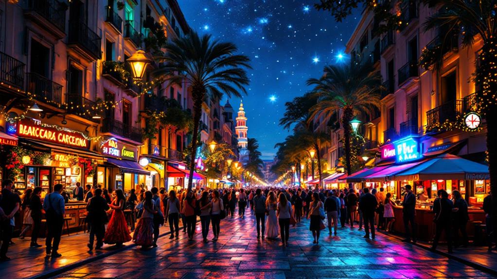 vibrant urban nightlife scene